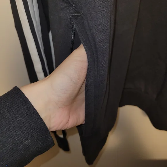 Adidas 3 Stripe Quarter Zip Pullover Black Athletic Top Mens Small - Picture 6 of 8